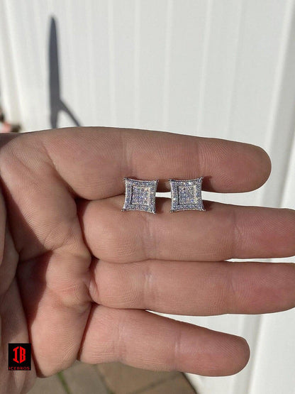 1.17ct VVS Real CVD Diamond Men's Solid 14k White Gold Iced Hip Hop Kite Earrings
