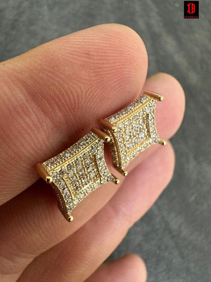 1.17ct VVS Real CVD Diamond Men's Solid 14k Yellow Gold Iced Hip Hop Kite Earrings