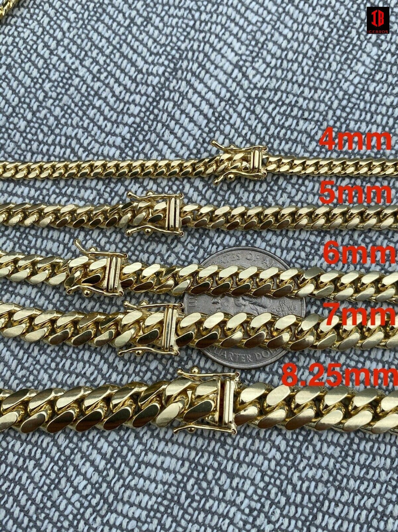 10k Men's Women's Real HEAVY Yellow Gold Miami Cuban Link Chain Box Lock Necklace 3mm-8.25mm