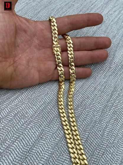 14k Men's Women's Real HEAVY Yellow Gold Miami Cuban Link Chain Box Lock Necklace 3mm-8.25mm