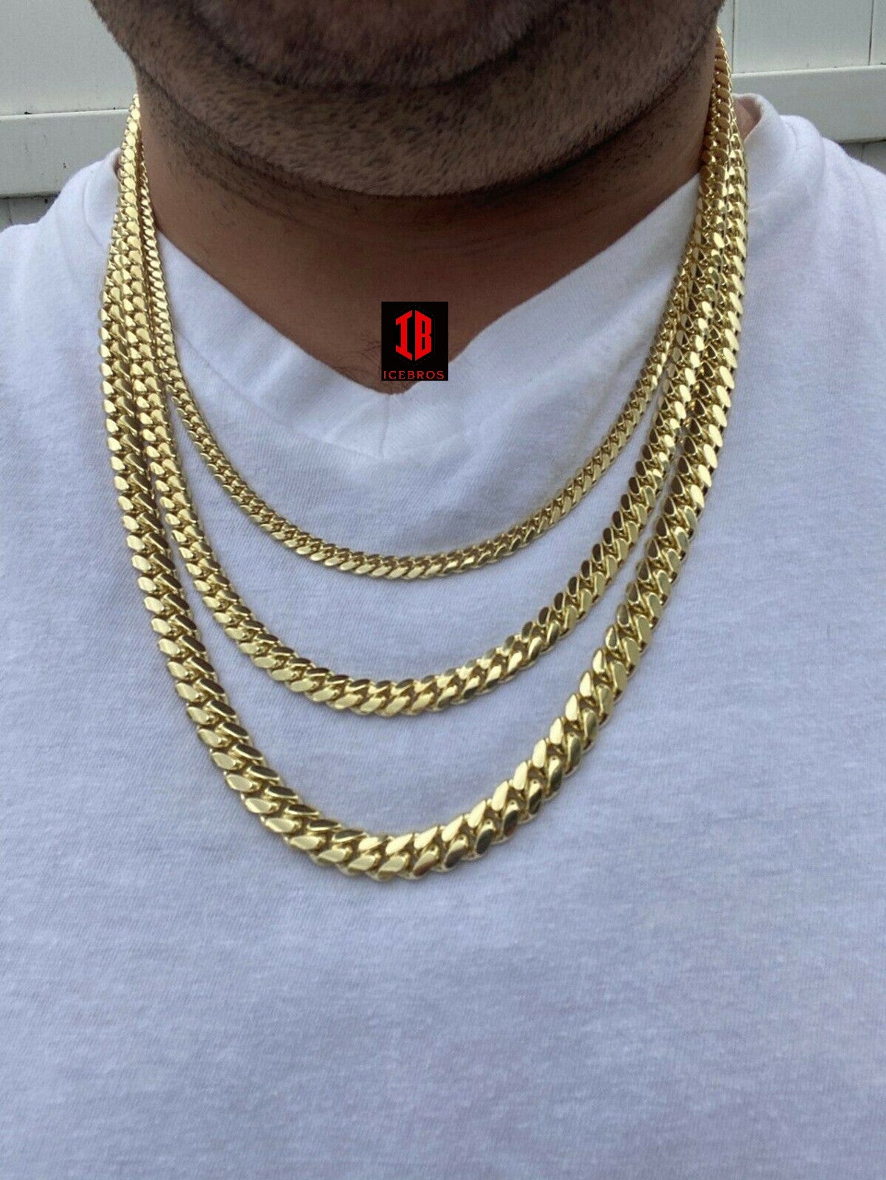 14k Men's Women's Real HEAVY Yellow Gold Miami Cuban Link Chain Box Lock Necklace 3mm-8.25mm
