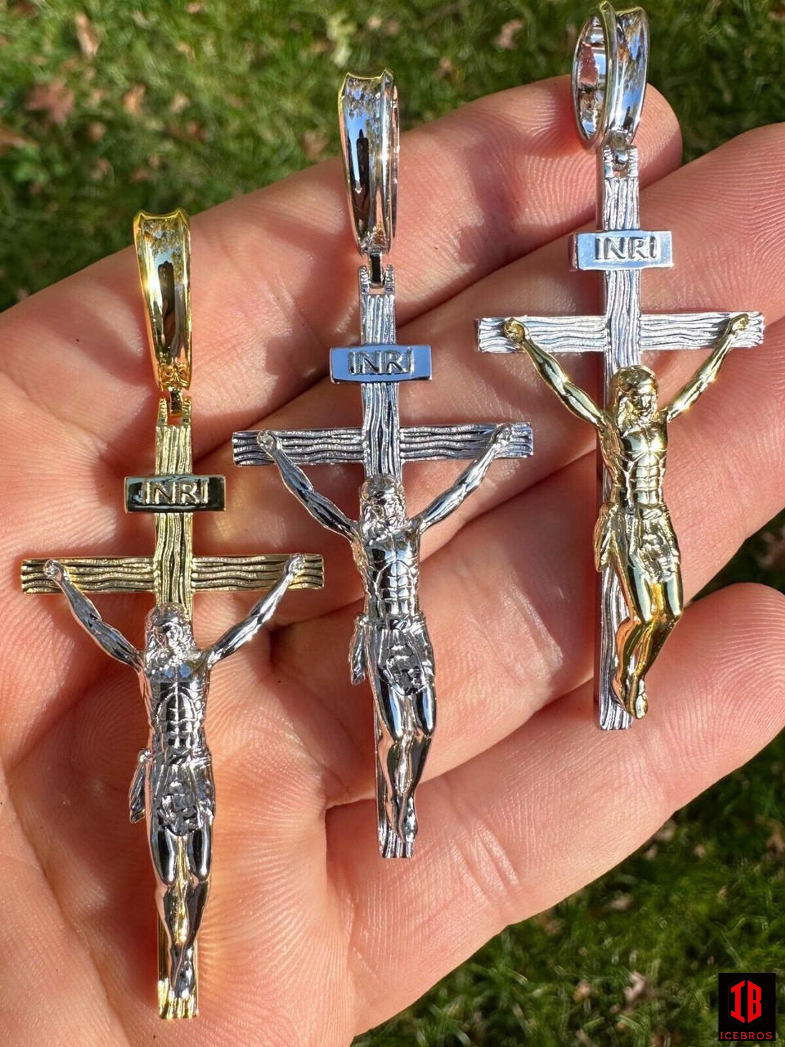 HMH Religious Starburst Design Crucifix Sterling Silver Crucifix Necklace