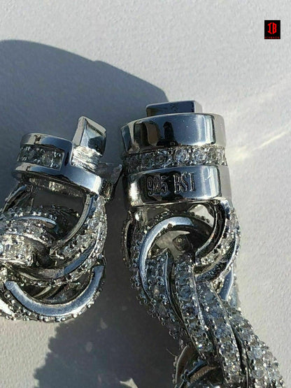 Men's 10mm Rope Bracelet Rose Gold &amp; Real Solid 925 Sterling Silver 20ct Diamond