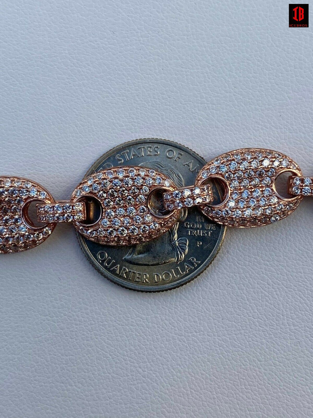 Mens 12mm Gucci Link Bracelet Solid 925 Sterling Silver 14k Rose Gold Finish ICY