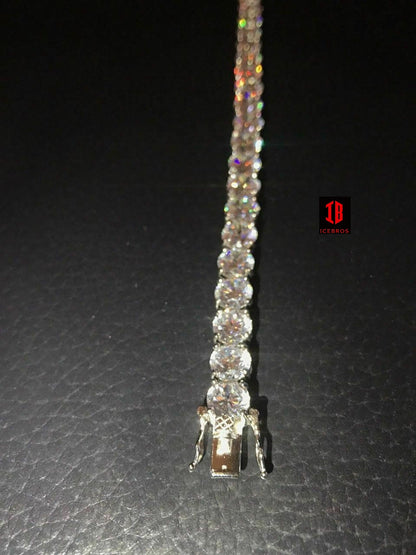 Men's Women's CZ Tennis Bracelet 14k Gold SOLID 925 Sterling Silver ITALY Single Row Diamond