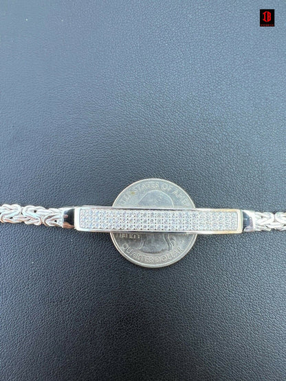 Men Presidential ID Bracelet WHITE Gold Vermeil 925 Silver Iced Diamond Hip Hop