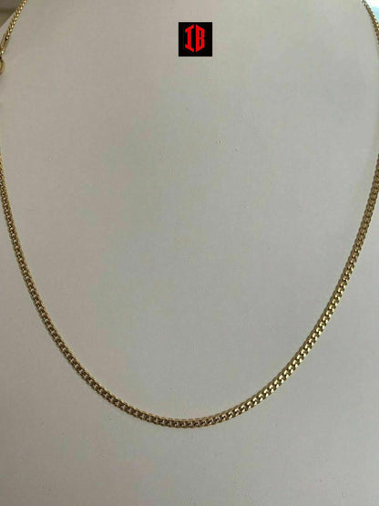 Men's Gold Miami Cuban Link Chain 3mm 14k Gold Over Stainless Steel 18-30inch Long