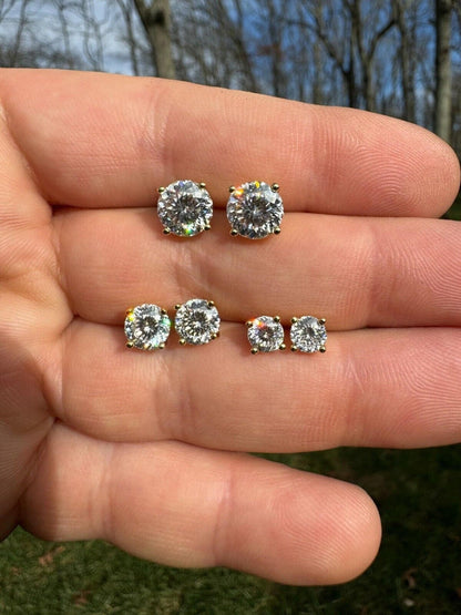 14k Gold Moissanite Diamond Stud Earrings 1-4 ct Kings Cut