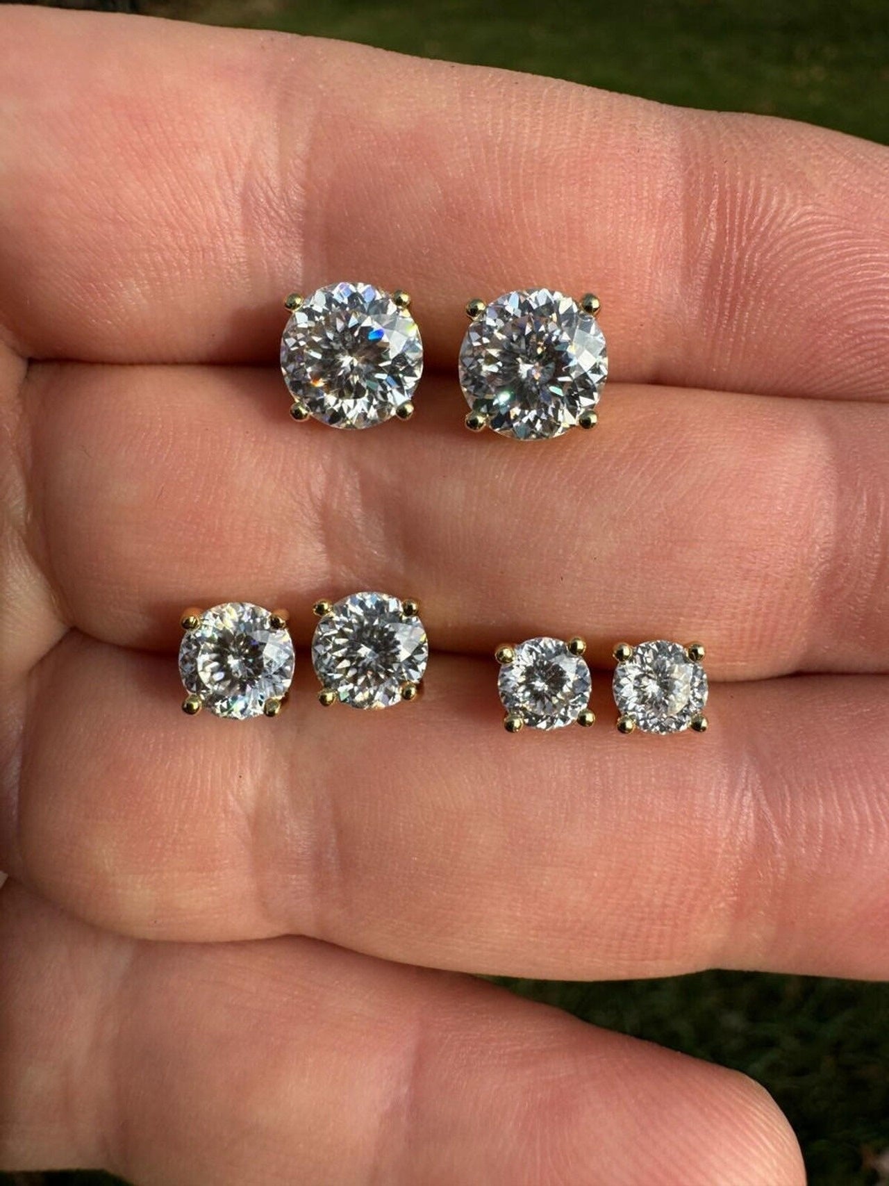 14k Gold Moissanite Diamond Stud Earrings 1-4 ct Kings Cut