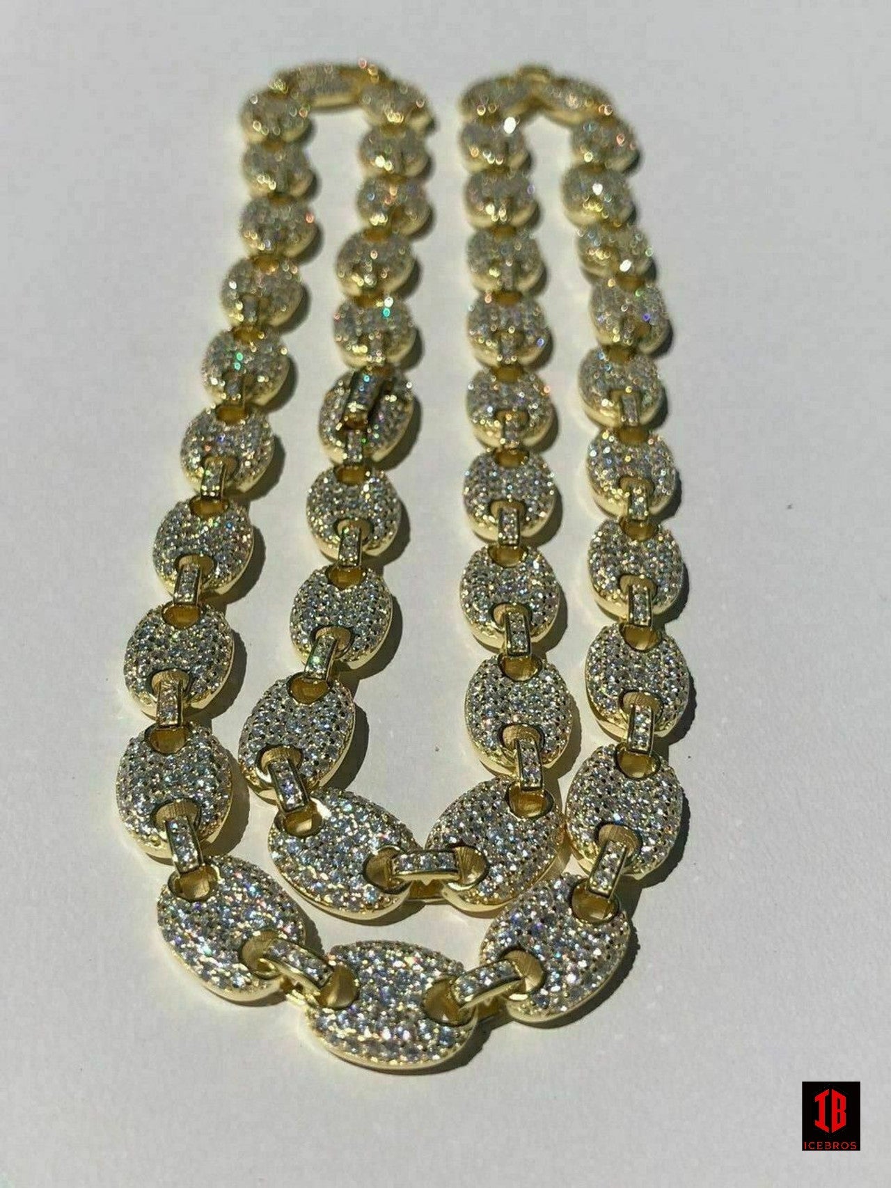 WHITE GOLD Men's Mariner Gucci Link Chain ICY Man Made Diamonds Solid 925 Silver 8mm Thick