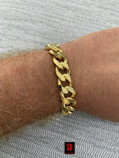 14k Gold Vermeil Over 925 Sterling Silver Miami Cuban Curb Link Bracelet Made In Italy