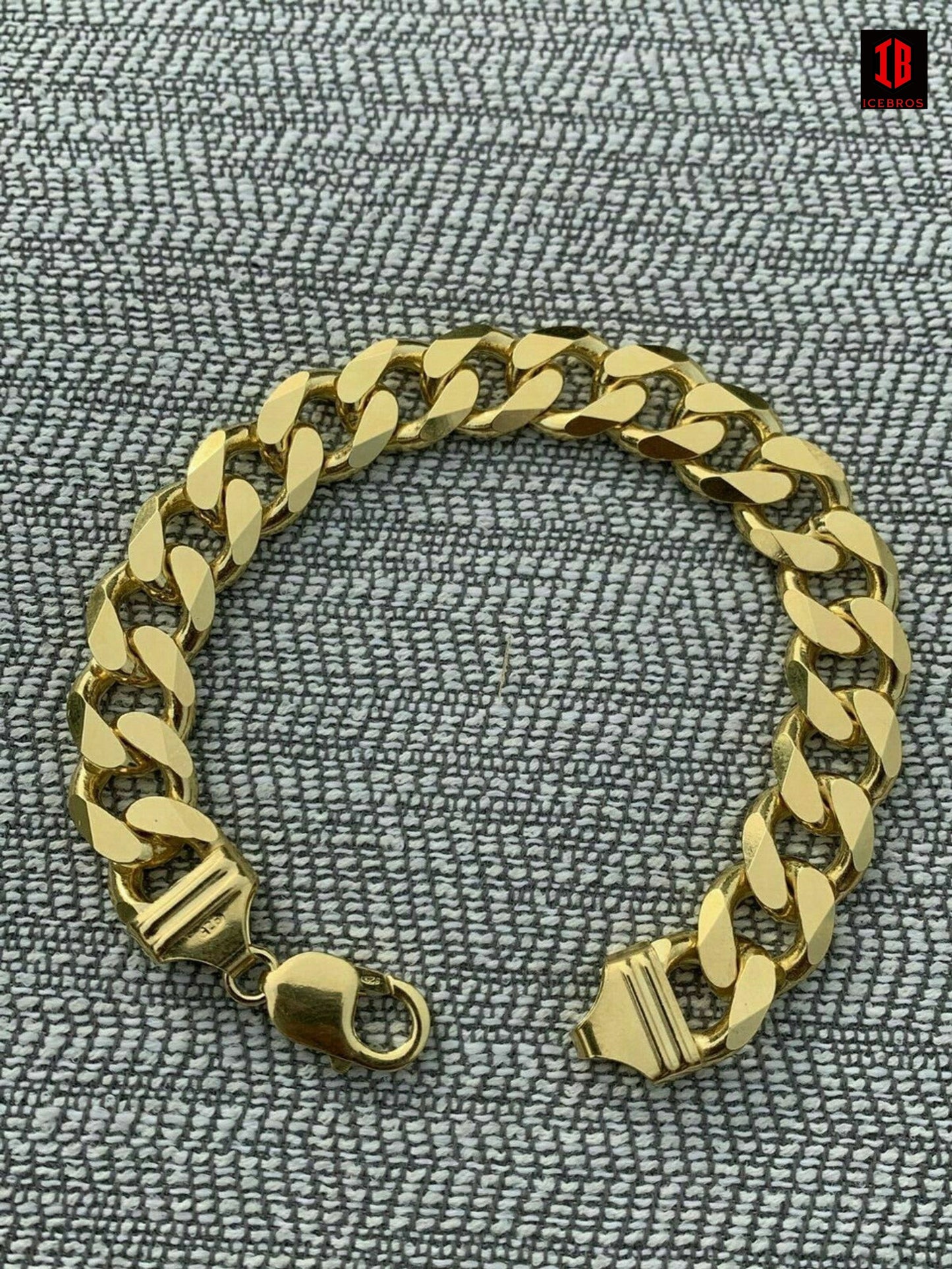 14k Gold Vermeil Over 925 Sterling Silver Miami Cuban Curb Link Bracelet Made In Italy