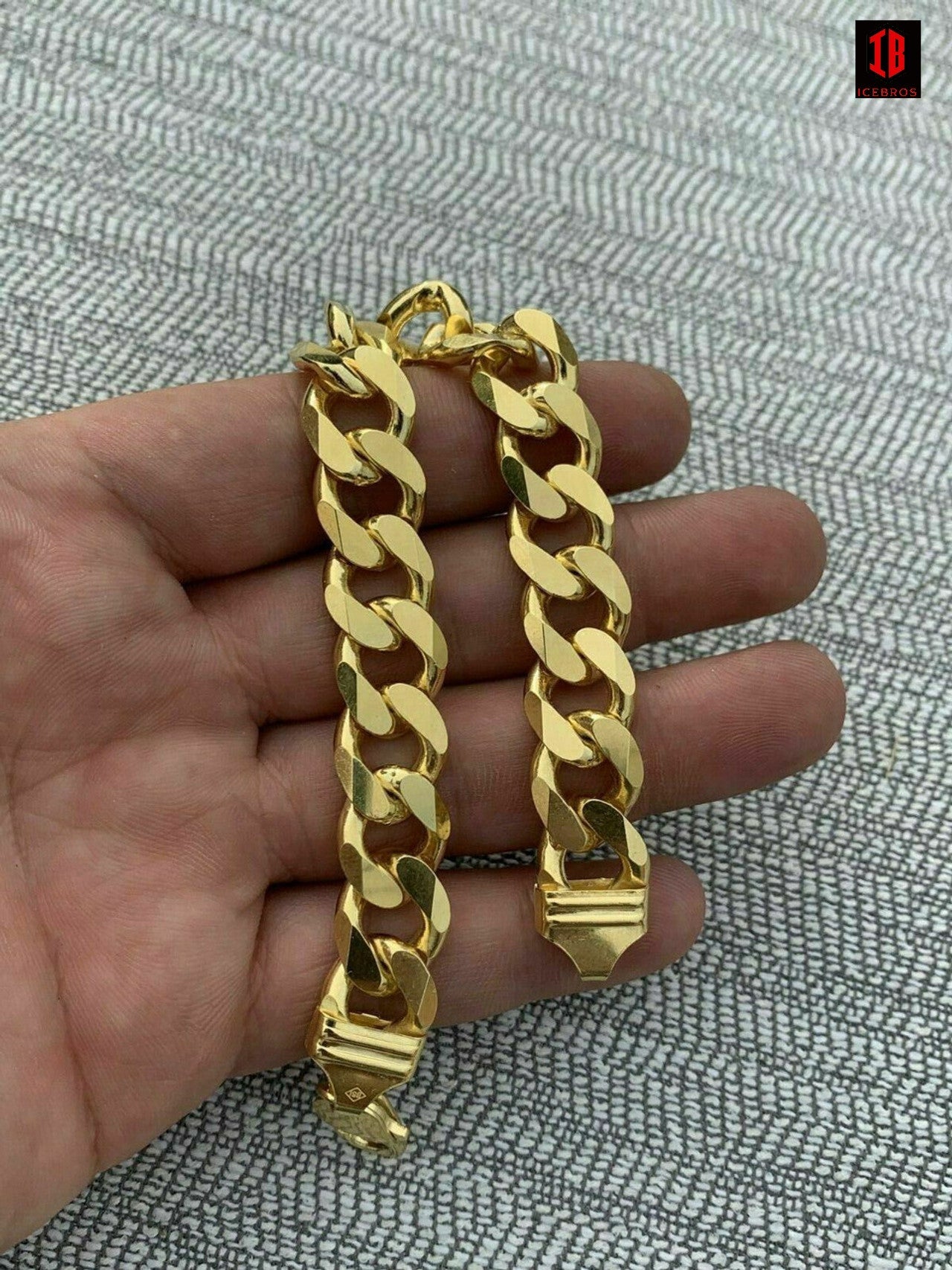 14k Gold Vermeil Over 925 Sterling Silver Miami Cuban Curb Link Bracelet Made In Italy