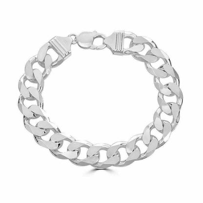 White Gold Vermeil Over 925 Sterling Silver Miami Cuban Curb Link Bracelet Made In Italy