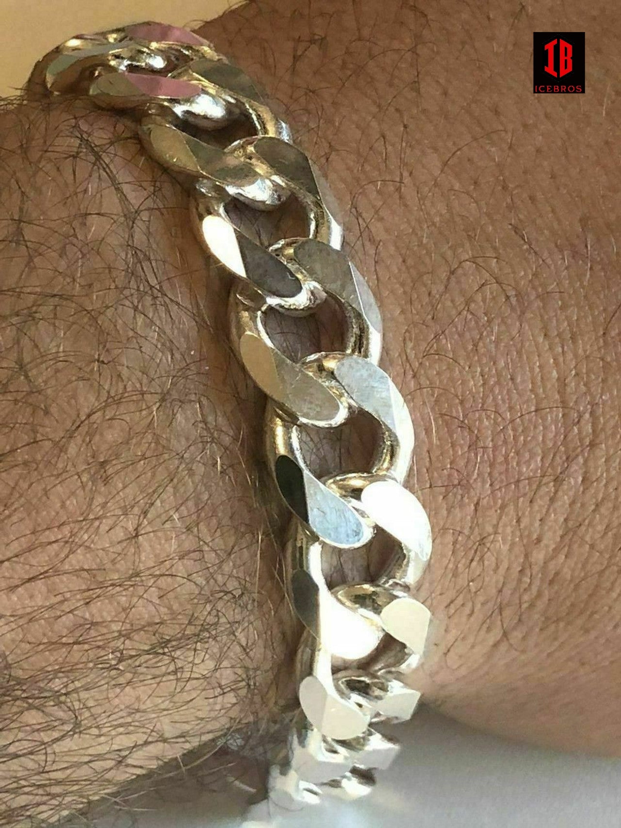 White Gold Vermeil Over 925 Sterling Silver Miami Cuban Curb Link Bracelet Made In Italy