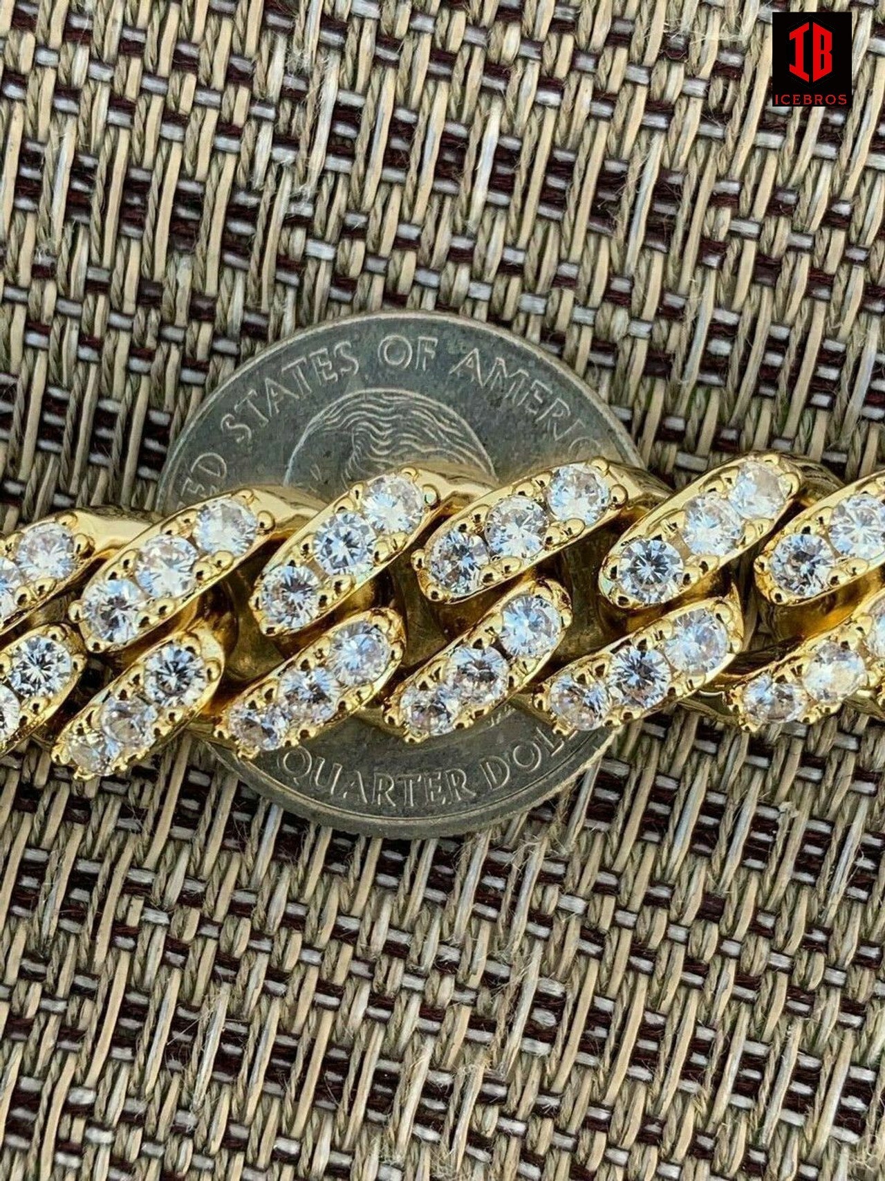 YELLOW GOLD Mens Miami Cuban Bracelet REAL Solid 925 Sterling Silver Iced CZ Heavy Link 75g