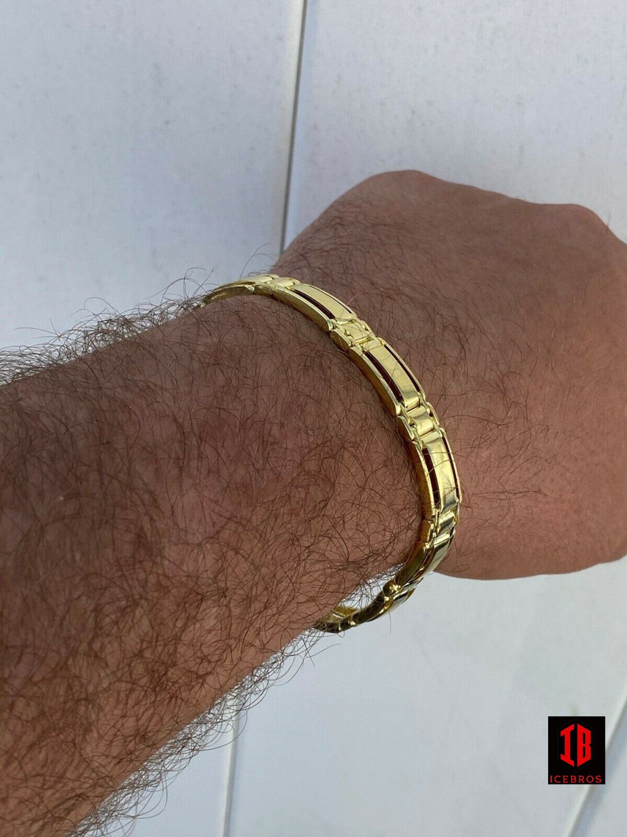 Men’s Real Solid 14k Gold Over 925 Sterling Silver Presidential Link Bracelet