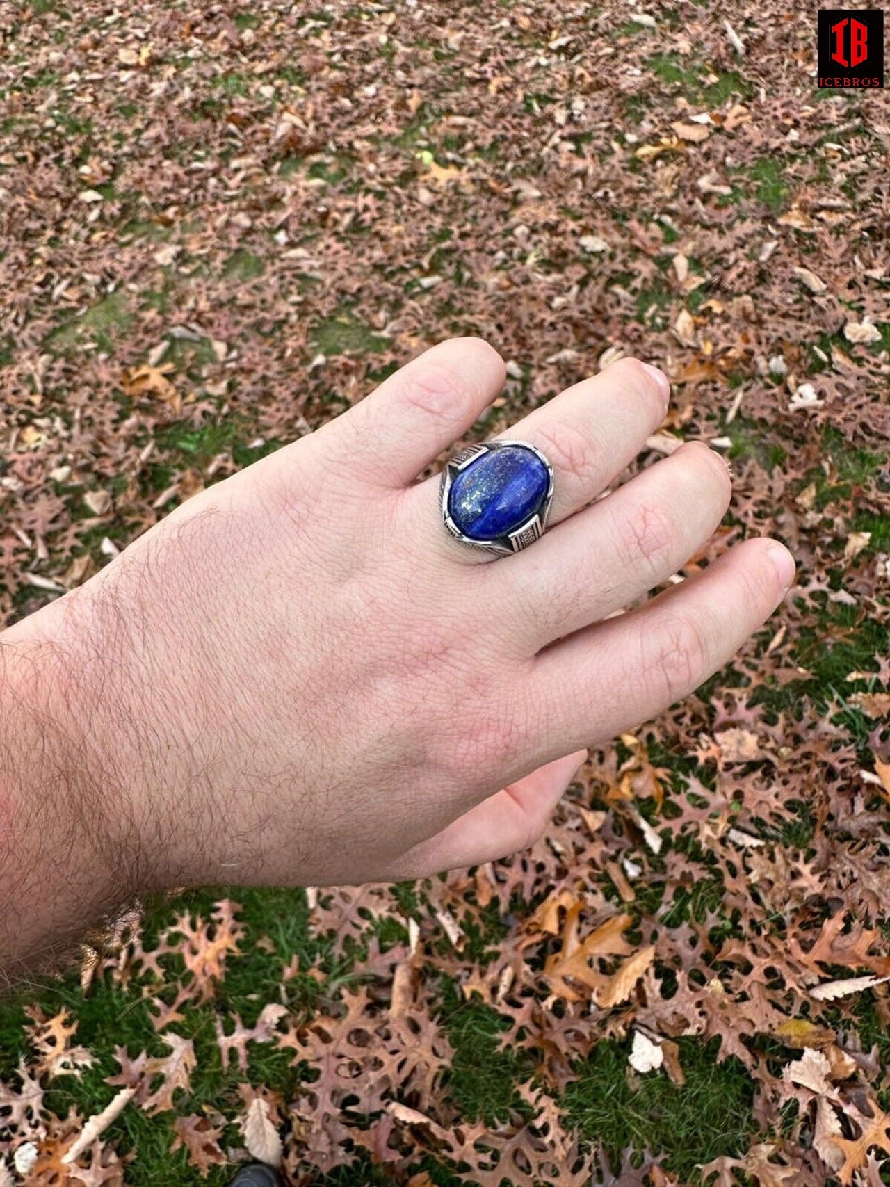 Mens Real Solid 925 Sterling Silver Blue Lapis Lazuli Gemstone Ring Sizes 6-13