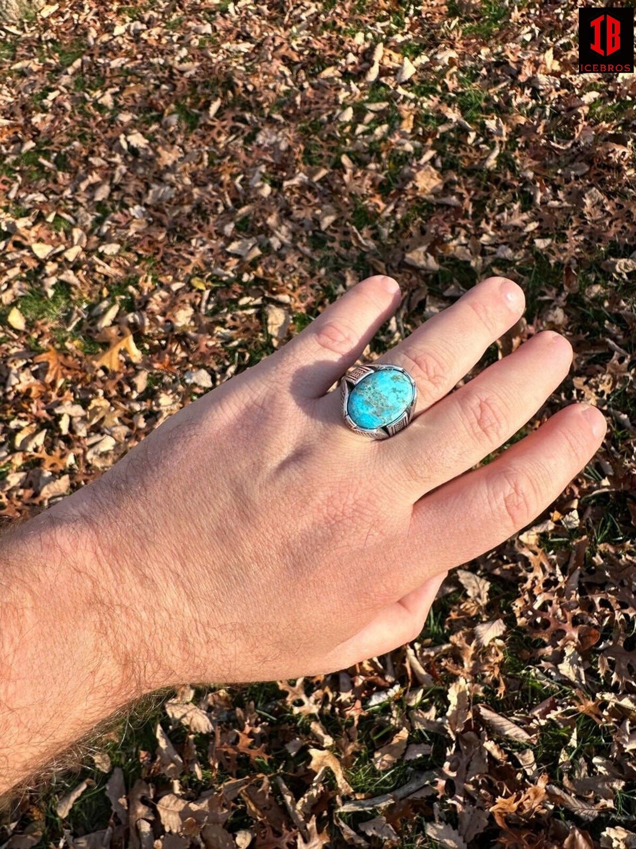 Genuine Sky Blue Turquoise Oval Gemstone Ring Solid 925 Sterling Silver Ring