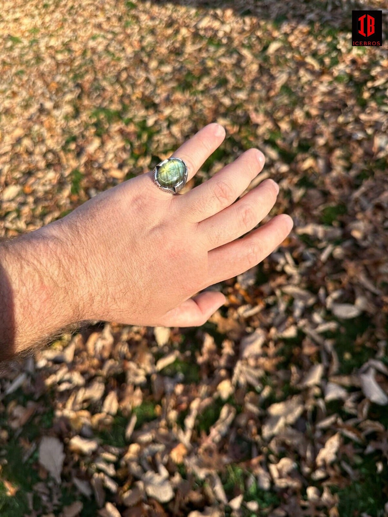 Mens Real Solid 925 Sterling Silver Labradorite Natural Gemstone Ring Sizes 6-13