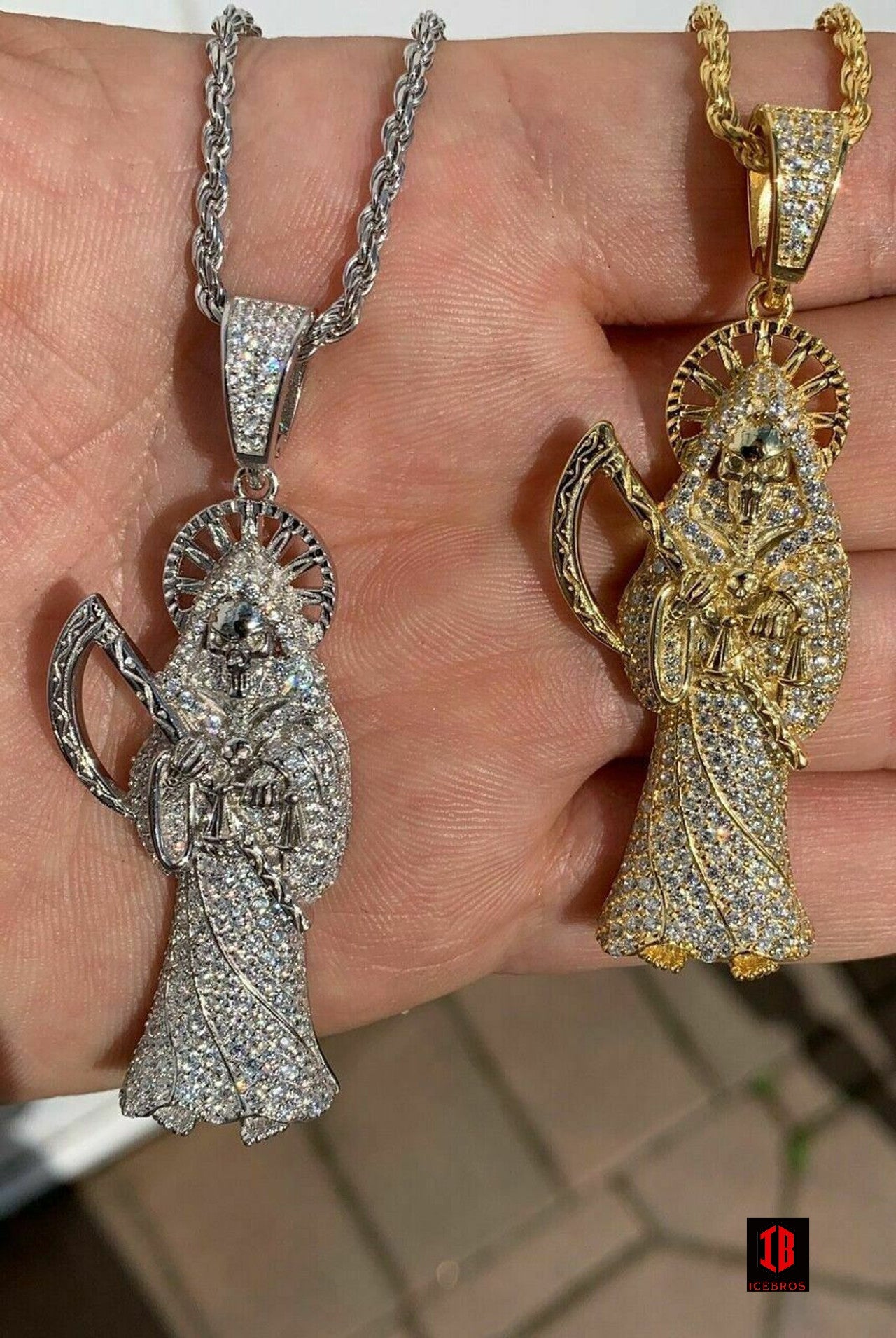 Iced out clearance grim reaper pendant