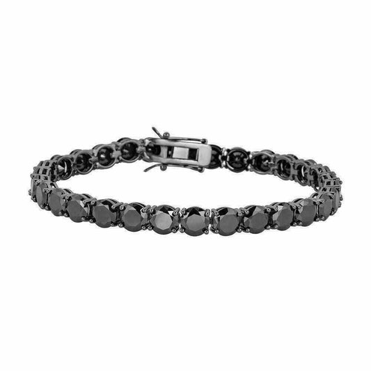 Mens Tennis Bracelet 925 Silver 7mm Man Made Black Diamond Tennis Bracelet 8.5inch