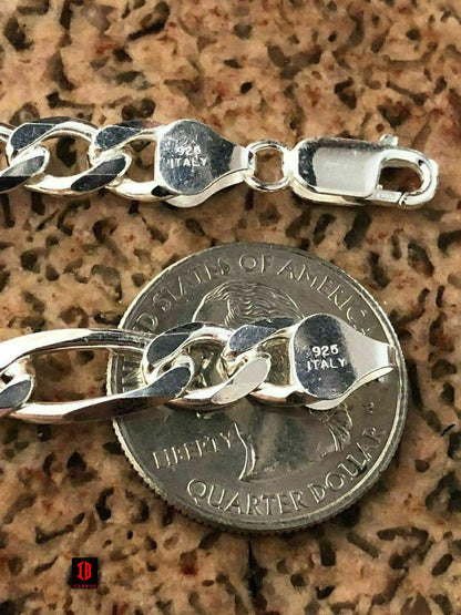 men's Figaro Link Bracelet Solid 925 Sterling Silver (2mm-10mm)