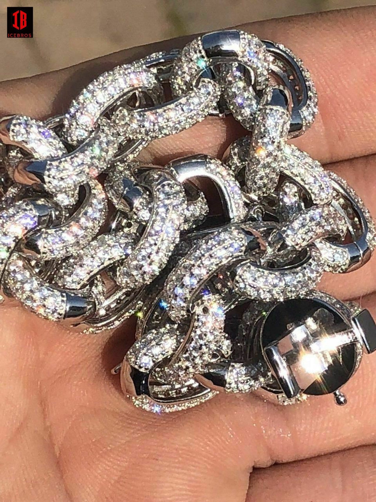 Mens Iced Hip Hop Rolo Bracelet 18K GOLD Solid 925 Silver Diamonds 12mm