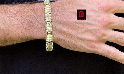 Men’s Unique Custom Bracelet Real Solid 925 Sterling Silver Iced Diamond Out