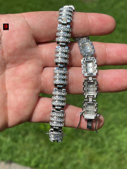 Men’s Unique Custom Bracelet Real Solid 925 Sterling Silver Iced Diamond Out