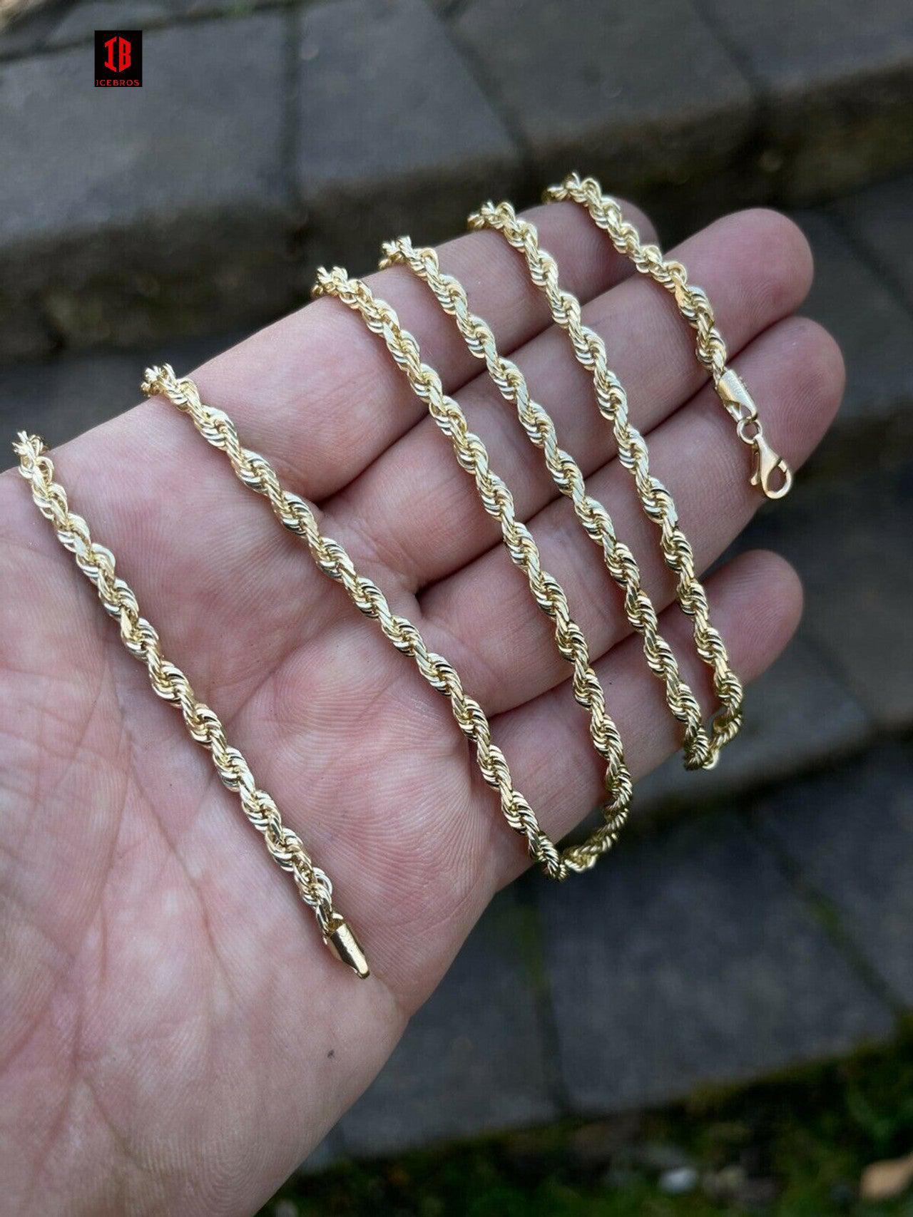 14k ITALY Men's Women's Solid Yellow Gold Solid Rope Chain Necklace 1.5mm-6mm