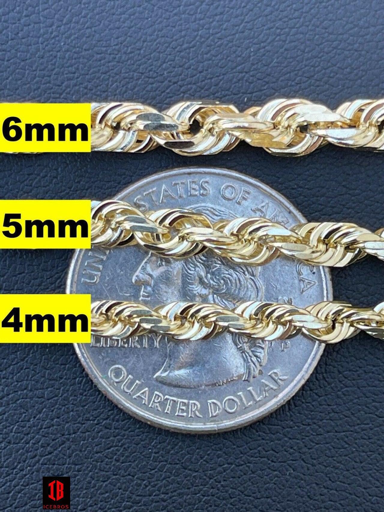 14k ITALY Men's Women's Solid Yellow Gold Solid Rope Chain Necklace 1.5mm-6mm