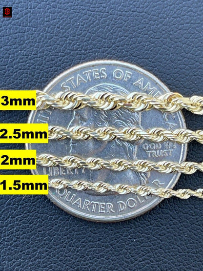 14k ITALY Men's Women's Solid Yellow Gold Solid Rope Chain Necklace 1.5mm-6mm