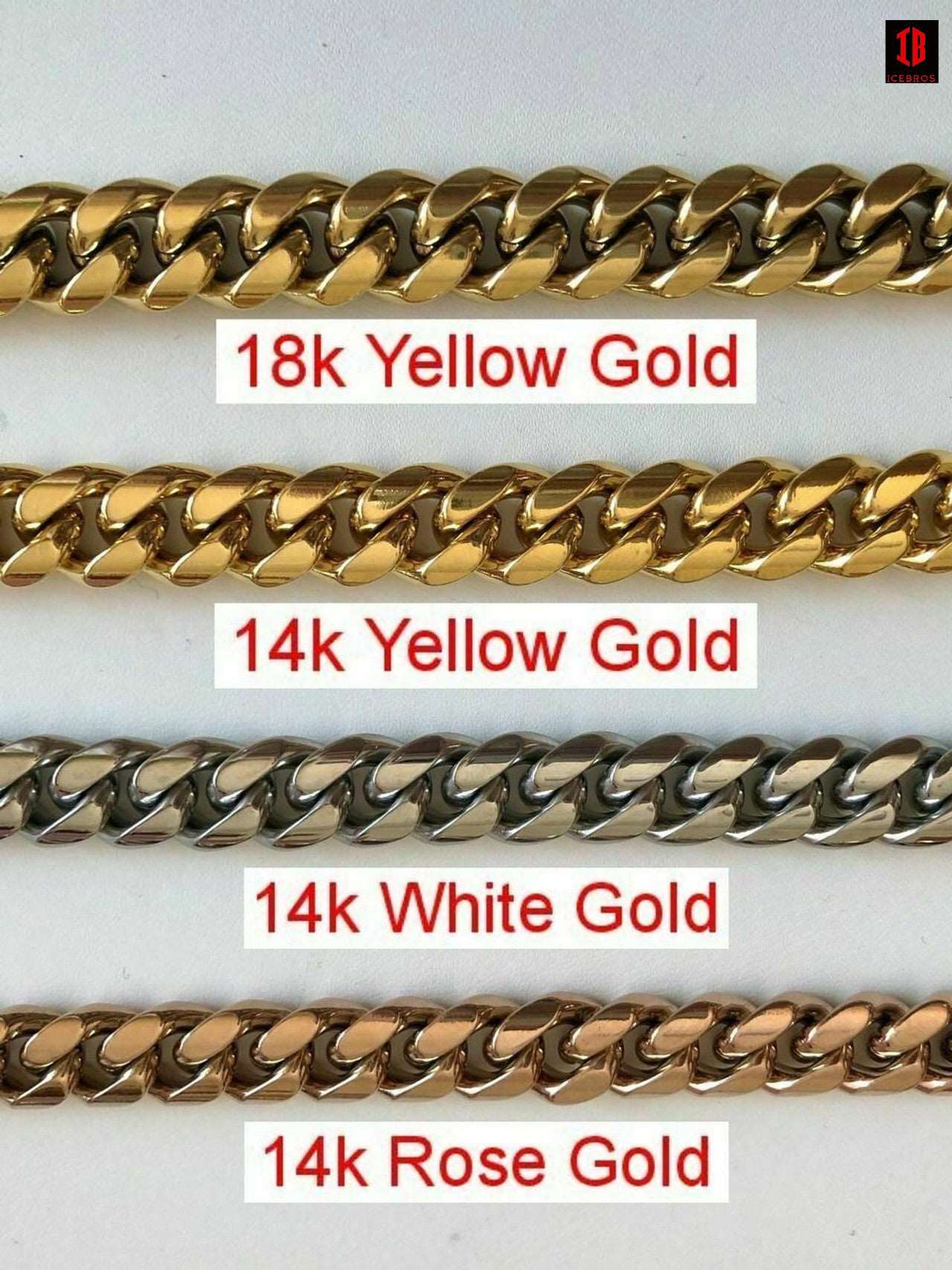 (8MM) Mens Miami Cuban Link Bracelet - Gold Plated Stainless Steel 8-18mm Yellow/Rose/White