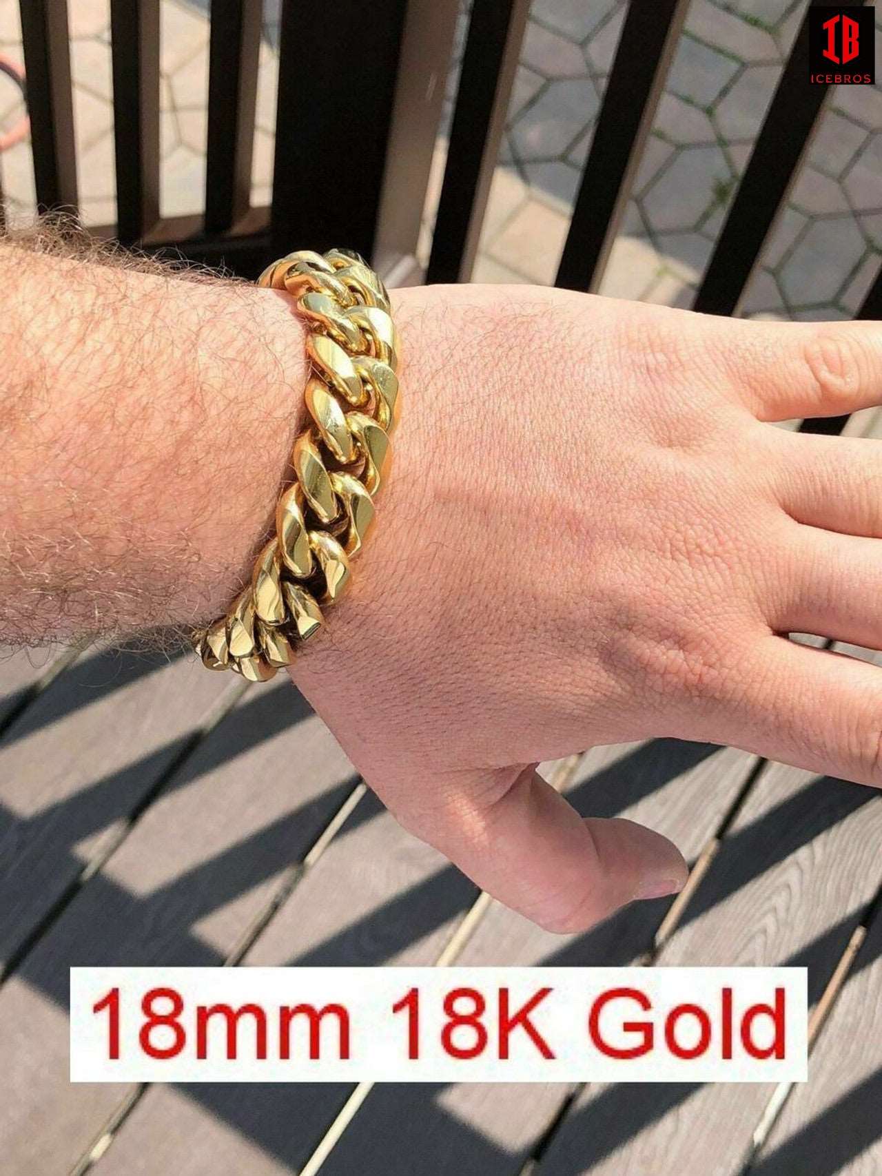 (8MM) Mens Miami Cuban Link Bracelet - Gold Plated Stainless Steel 8-18mm Yellow/Rose/White