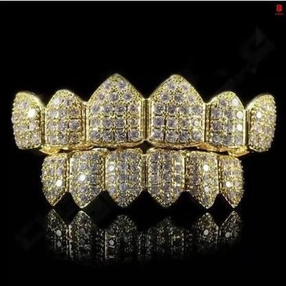 MOISSANITE GRILLZ Passes Diamond Test Teeth Top & Bottom Hip Hop 925 Silver Iced