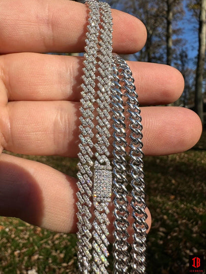 Detailed View of Prong Cuban Necklace Shown On Hand