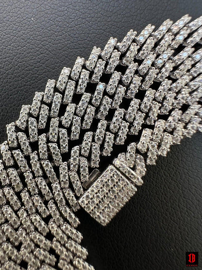 Detailed View of Micro Vvs Moissanite  On White Gold Plated 925 Sterling Silver Chain