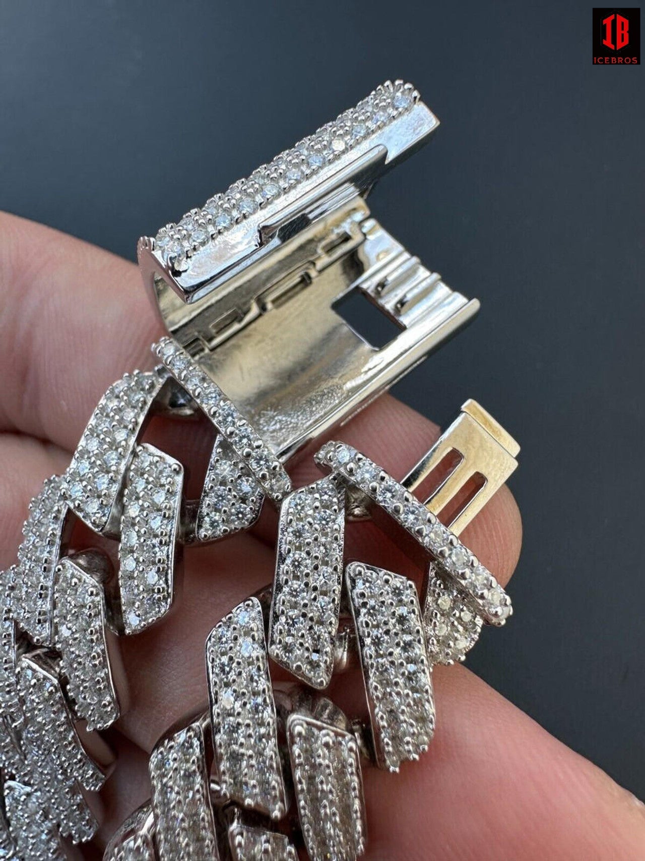 14k Rose & White Gold Iced out Prong Miami Cuban Link Bracelet Two-Tone Diamond Moissanite 925 Sterling Silver Bracelet