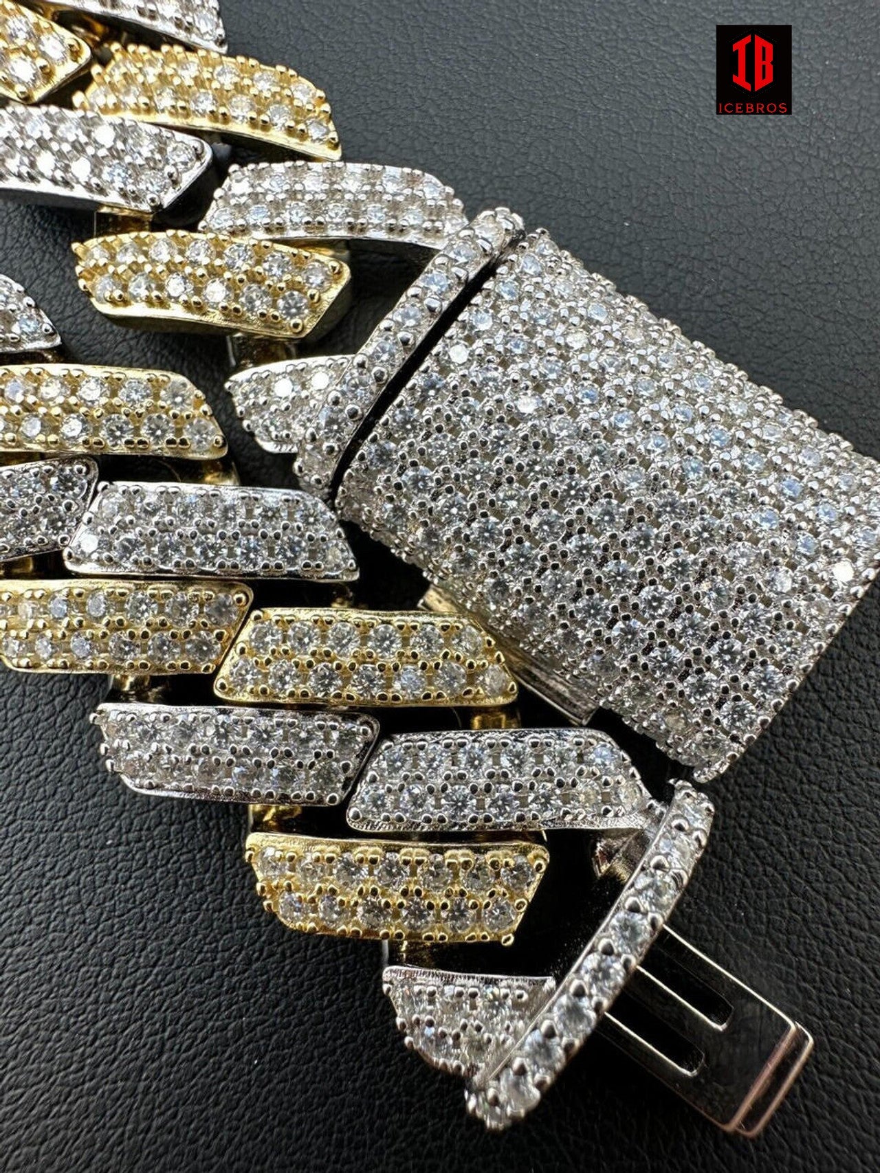 White Gold Iced out Prong Miami Cuban Link Bracelet Diamond Moissanite 925 Sterling Silver Bracelet