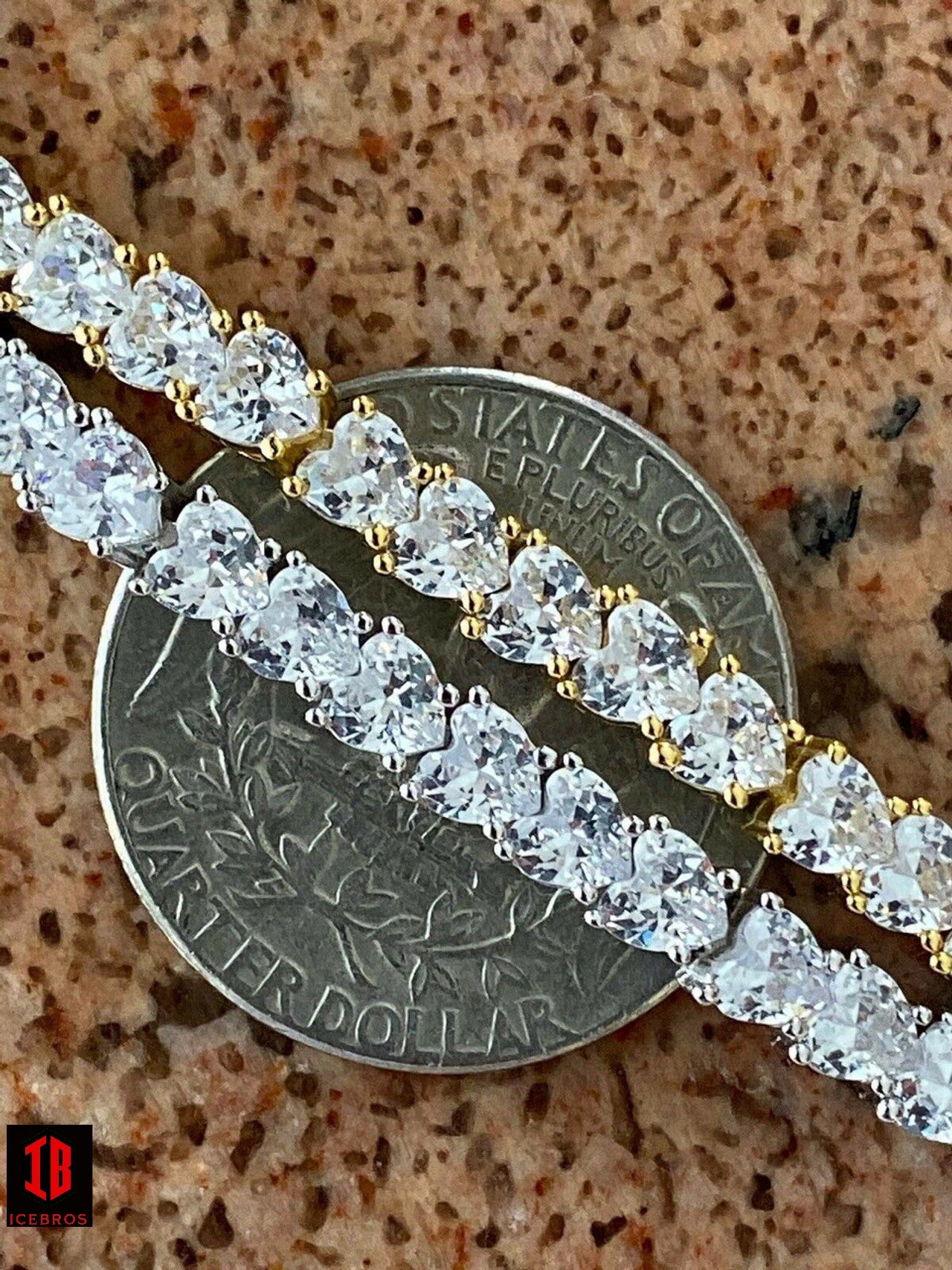 SOLID 925 Sterling Silver Tennis Bracelet ITALY Single Row Heart Shaped Diamond