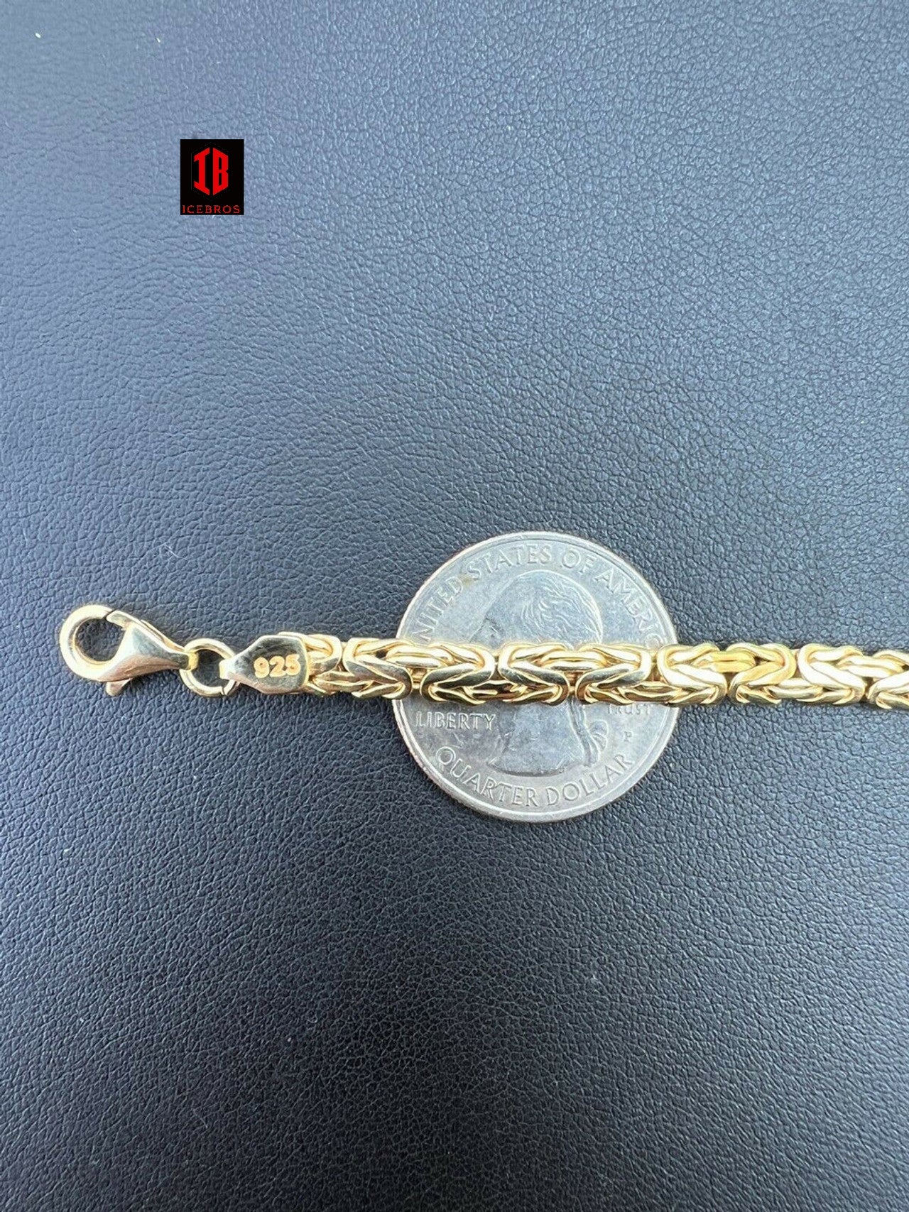Men Byzantine Presidential ID Bracelet Real 10K OVER 925 Silver Ice Black CZ Diamond HipHop