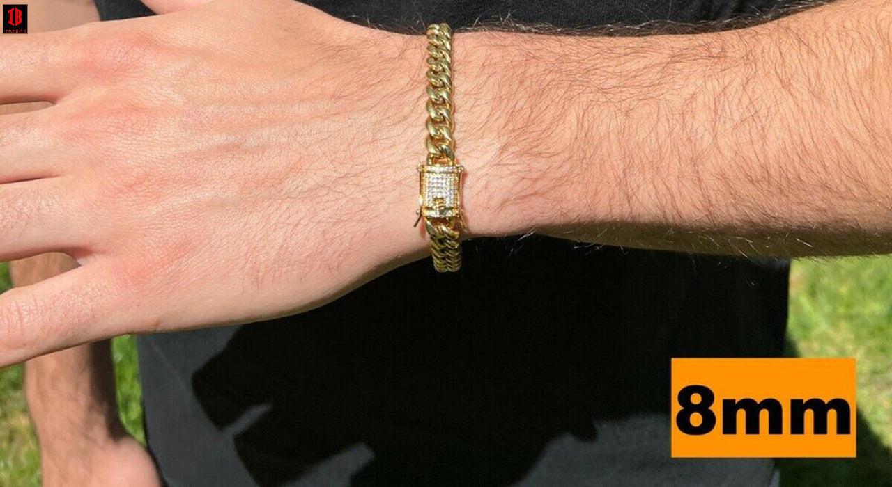 Cuban Link Bracelet 14k Gold Vermeil MOISSANITE Clasp