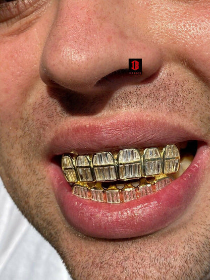 25 Silver White Gold Filled Baguette Diamond GRILLZ Teeth All Grills