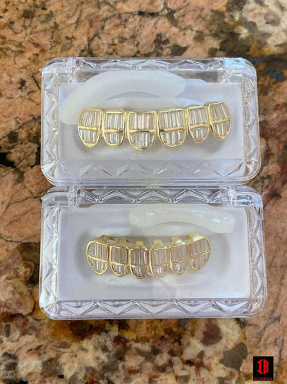 25 Silver White Gold Filled Baguette Diamond GRILLZ Teeth All Grills