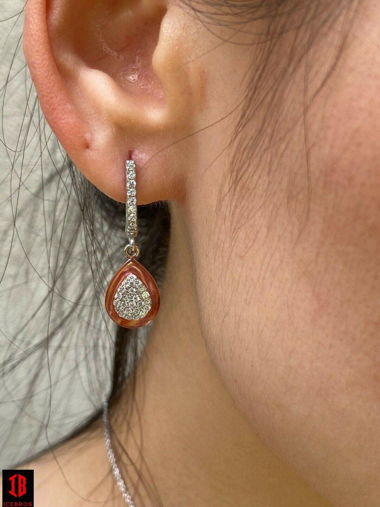 Real 925 Silver Teardrop Diamond Pink Pearl Ring Necklace & Earrings Girls Set