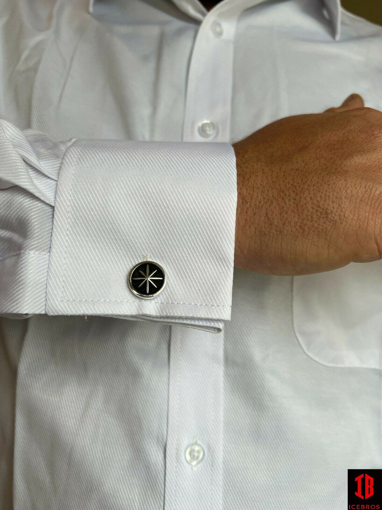 Real 925 Sterling Silver Black Navigation Star Cuff Links Cufflinks Tuxedo Shirt