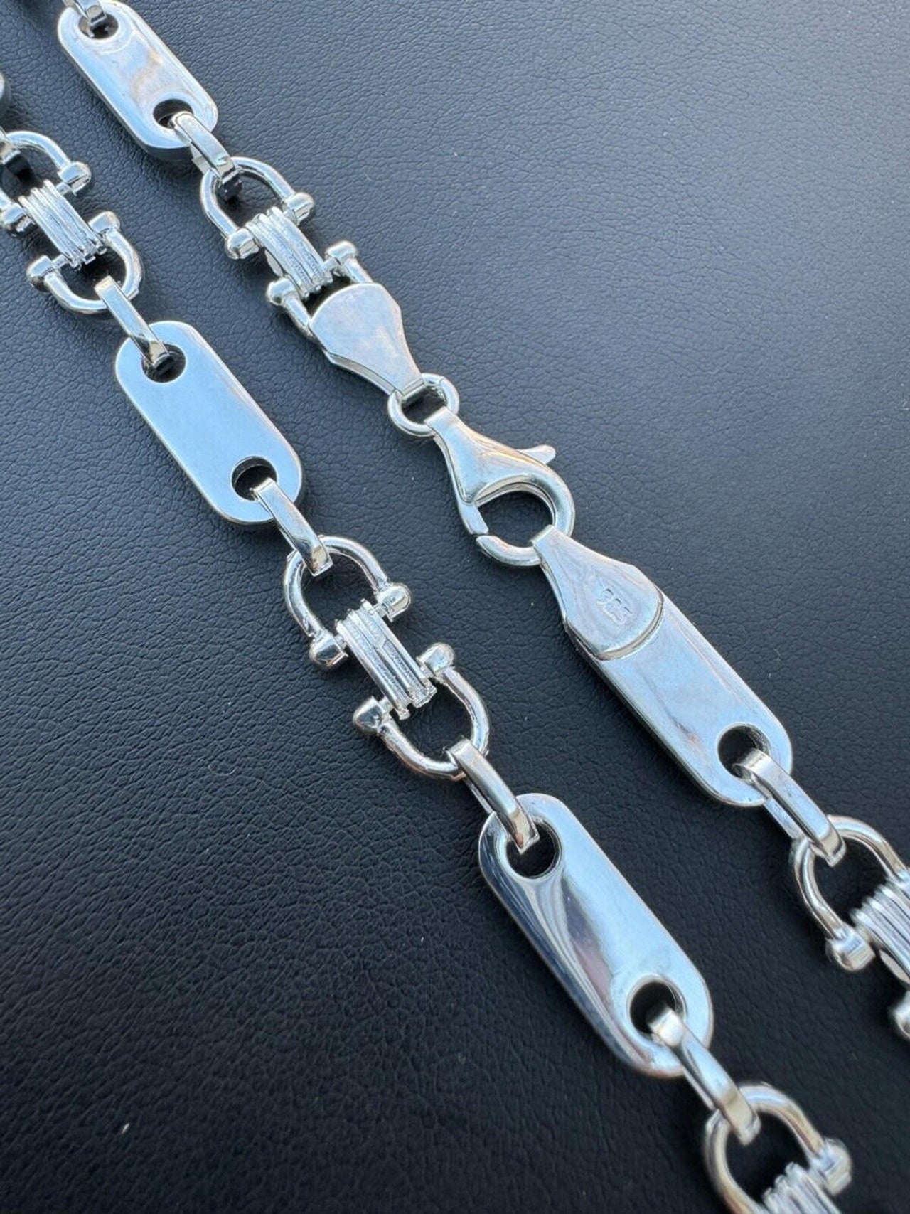 Handmade 925 Sterling Silver Ferragamo Link Chain Necklace 7.5mm