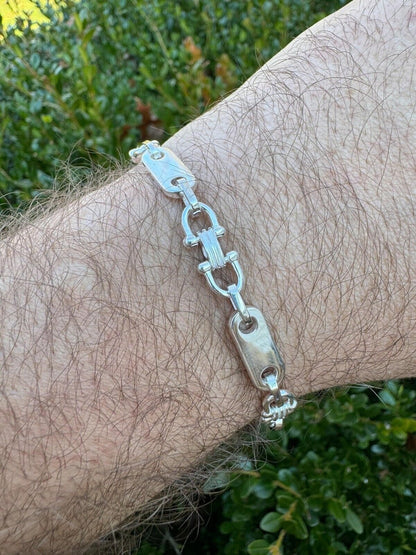 Handmade 925 Sterling Silver Ferragamo Link Chain Bracelet 7.5mm