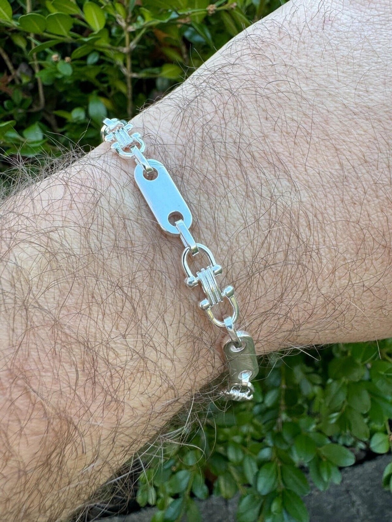 Handmade 925 Sterling Silver Ferragamo Link Chain Bracelet 7.5mm